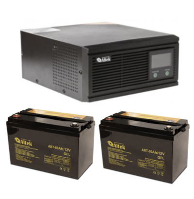 Комплект резервного живлення ALTEK ASK12 800VA/640W DC12V + 2x гелева батарея ALTEK ABT-80-12-GEL