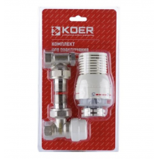 Комплект KOER KR.1320 1/2'' для підключення радіатора (кутовий) з термоголовкою