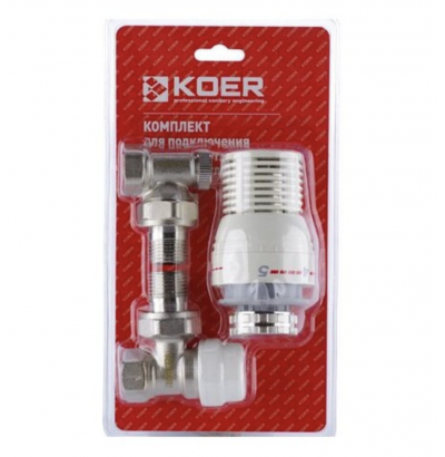 Комплект KOER KR.1320 1/2'' для подключения радиатора (угловой) с термоголовкой