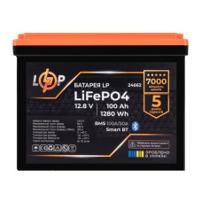 Аккумулятор литиевый LP LiFePO4 12,8V - 100 Ah (1280Wh) (BMS 100A/50А) пластик Smart BT