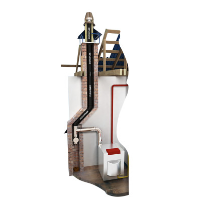 Дымоход для газового котла Вент Устрий (нерж/нерж) Ø100/160 мм (AISI 201)