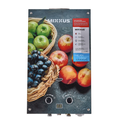 Газовая колонка MIXXUS GWH-0310 BASIC GLASS дымоходная 10 л/мин (панель из стекла с рисунком) (WH0024)
