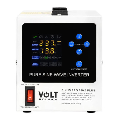 Гібридний ДБЖ/інвертор Volt Polska SINUS PRO 850 E PLUS 12/230V 500/850W