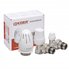 Комплект KOER SET-11 - 1/2"x1/2" для подключения радиатора (угловой) с термоголовкой ВН