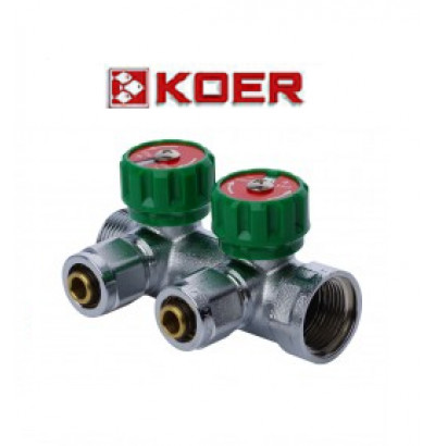 Koer 1122-2 1” x2 WAYS коллектор вентильный с фитингом