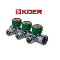 Koer 1122-3 1”x3 WAYS коллектор вентильный с фитингом